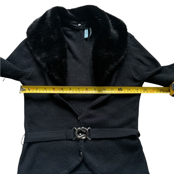 Guess by Marciano Black Cardigan with Faux Fur Collar - Picture 4 of 8